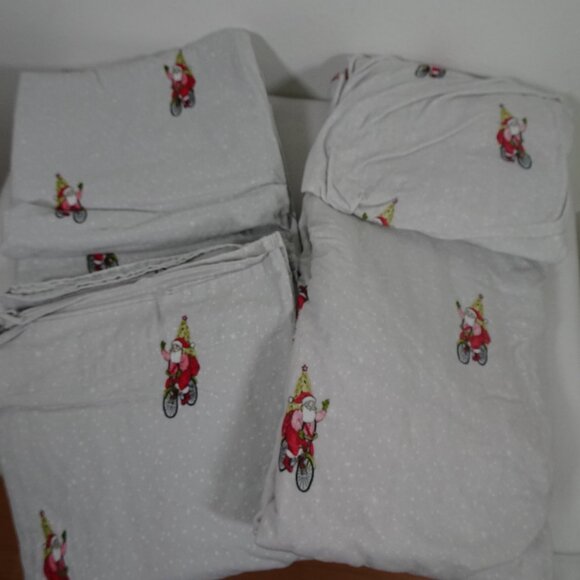 Threshold Flannel Christmas Sheets 4 pc Set King Santa on Bike Soft Warm Holiday - Picture 9 of 9